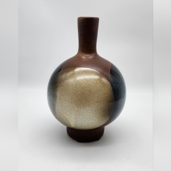 MCM Robert Maxwell "Full Moons" Blue White Eclipse Pottery Craft Vase / Decanter - Picture 2 of 8